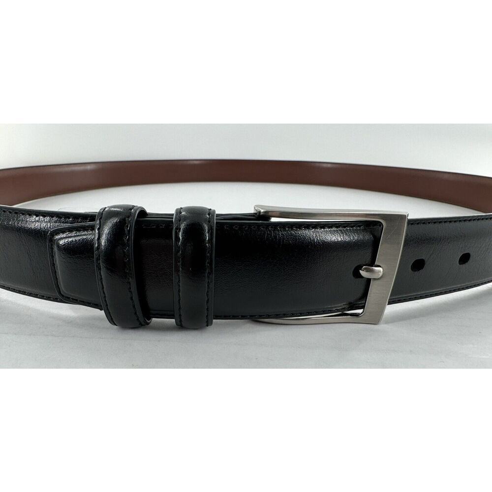 Perry Ellis Belt Bonded Faux Leather Dress Black Mens Sz 50/125 Big And Tall NWT - Picture 3 of 14